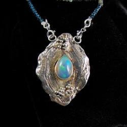 wisior srebrny z opalem - Naszyjniki - Biżuteria