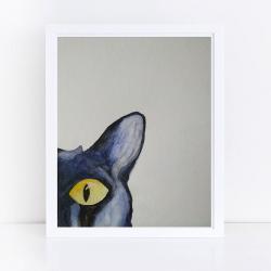 kot,akwarela,oko,ucho - Obrazy - Wyposażenie wnętrz