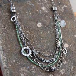 naszyjnik ze srebra i zielonego apatytu - Naszyjniki - Biżuteria