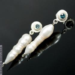 długie,topaz,perła,sztyfty,efektowne - Kolczyki - Biżuteria