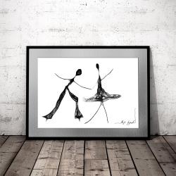 tango,taniec,unikatowa grafika na ścianę,rysunek - Ilustracje, rysunki, fotografia - Wyposażenie wnętrz
