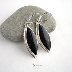 kolczyki z czarnym kamieniem - Kolczyki - Biżuteria