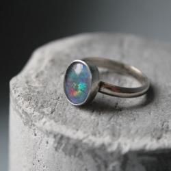 pierścionek srebro opal - Pierścionki - Biżuteria