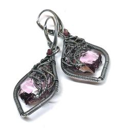 Kolczyki z różowymi kryształami Swarovski - Kolczyki - Biżuteria
