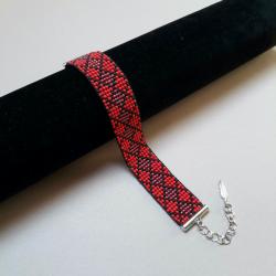 bransoletka tkana,na prezent,czerwona - Bransoletki - Biżuteria