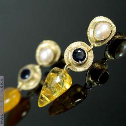 efektowne,kolorowe,długie,oryginalne,iolit,perła - Kolczyki - Biżuteria