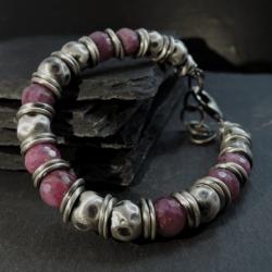 srebro,rubin,surowa - Bransoletki - Biżuteria