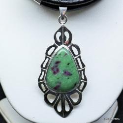 biżuteria,srebro,wisiory z zoisytem,zielony kamień - Wisiory - Biżuteria