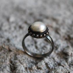 pierścionek srebro perła barok - Pierścionki - Biżuteria