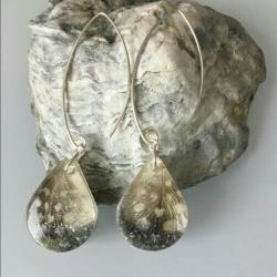 srebrne kolczyki,wiszące,kolczyki z piórkiem - Kolczyki - Biżuteria