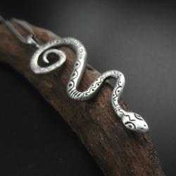wisior,wąż,snake,biżuteria srebrna,handmade - Wisiory - Biżuteria