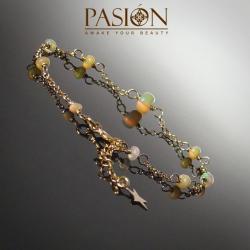 złocona bransoletka z opalami - Bransoletki - Biżuteria