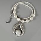 Naszyjniki srebrny naszyjnik z perłą na perłach