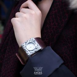 srebrny zegarek,ręcznie robiony zgarek srebrny - Bransoletki - Biżuteria
