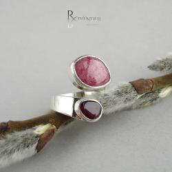 pierścionek z kamieniami,róż - Pierścionki - Biżuteria