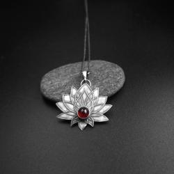 kwiat lotosu,wisiorek,biżuteria,kobieta,fiann - Wisiory - Biżuteria