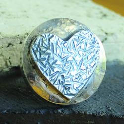 pierścionek srebro,motyw,faktura,serce,repus - Pierścionki - Biżuteria