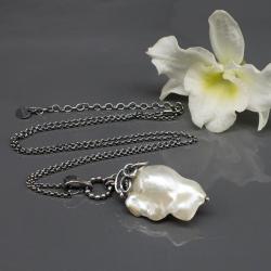 perła słonowodna,wisiorek z perłą,wire wrapping - Wisiory - Biżuteria