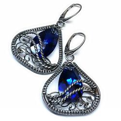 eleganckie kolczyki z kryształami Capri Blue - Kolczyki - Biżuteria