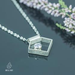cyrkonia,diament,minimalistyczny,geometryczny - Naszyjniki - Biżuteria