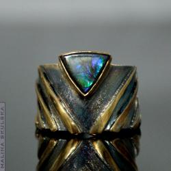 amolit,masywny pierścionek,unikat,oryginalny - Pierścionki - Biżuteria