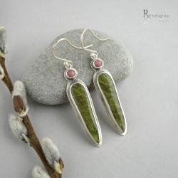 zielony kamień,smukłe kolczyki - Kolczyki - Biżuteria