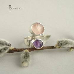 pastelowe kamienie,kwarc różowy - Pierścionki - Biżuteria