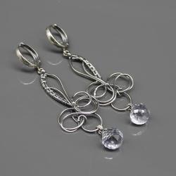 kolczyki,srebro,kwarc niebieski,wire wrapping - Kolczyki - Biżuteria