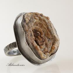 srebro,chalcedon,róża agatowa - Pierścionki - Biżuteria