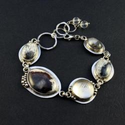 srebrna bransoleta z agatem - Bransoletki - Biżuteria