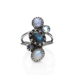 niebieskie kamienie,niebieski pierscionek - Pierścionki - Biżuteria