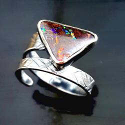 pierścionek,opal australijski boulder,pierścień - Pierścionki - Biżuteria