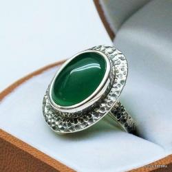 biżuteria,srebro,pierścionek z zielonym kamieniem - Pierścionki - Biżuteria