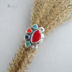 pierścień z koralem,etno pierścień - Pierścionki - Biżuteria
