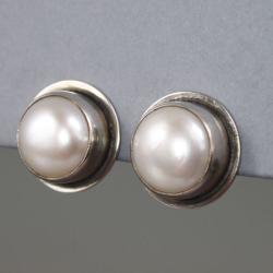 srebrne klipsy z perłami - Klipsy - Biżuteria