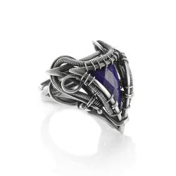 bajkowy pierścionek lapis lazuli,duży pierścionek - Pierścionki - Biżuteria