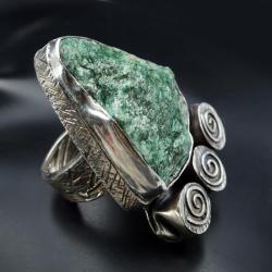 srebrny pierścionek z fuchsytem - Pierścionki - Biżuteria