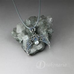 lunula,kamień księżycowy,słowiański symbol,liść - Wisiory - Biżuteria