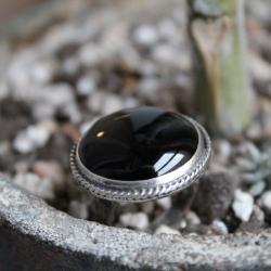 pierścionek srebro onyks filigran retro - Pierścionki - Biżuteria