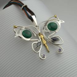 srebrny motyl naszyjnik - Naszyjniki - Biżuteria