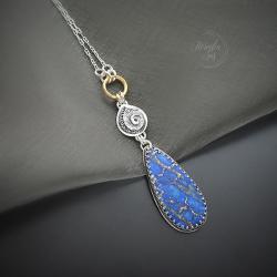 srebrny,naszyjnik,z lapis lazuli - Naszyjniki - Biżuteria