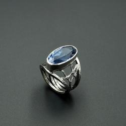 srebrny pierścionek z iolitem - Pierścionki - Biżuteria