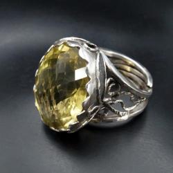 Koktajlowy pierścionek z cytrynem - Pierścionki - Biżuteria