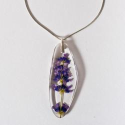 naszyjnik z kwiatem w żywicy,srebro 925 - Naszyjniki - Biżuteria