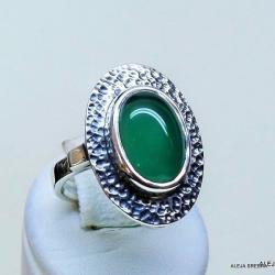 pierścionek z zielonym onyksem,srebro,pierścionki - Pierścionki - Biżuteria