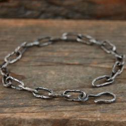 srebrny łańcuch męska bransoleta - Bransoletki - Biżuteria