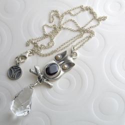 srebrny wisior z kryształem - Wisiory - Biżuteria