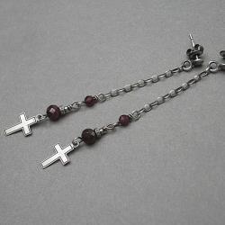 delikatne,długie,krzyż,krzyże,łańcuszki - Kolczyki - Biżuteria