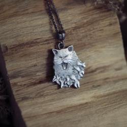 srebrny wisiorek kotek,biżuteria ze zwierzętami - Wisiory - Biżuteria
