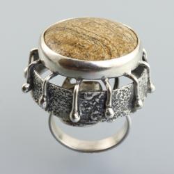 srebrny pierścionek z jaspisem - Pierścionki - Biżuteria